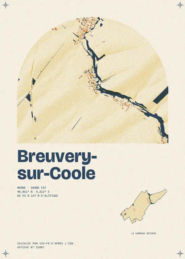 Affiche de Breuvery-sur-Coole, calculée par 123-fr d'après l'IGN
