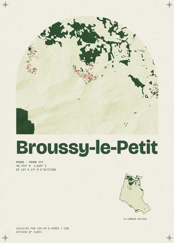 Affiche de Broussy-le-Petit, calculée par 123-fr d'après l'IGN