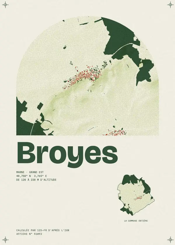 Affiche de Broyes, calculée par 123-fr d'après l'IGN