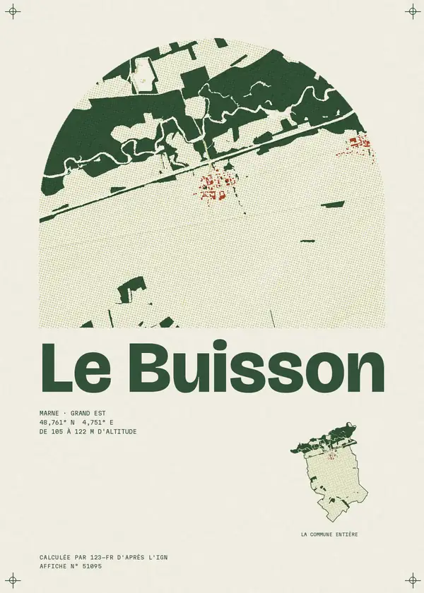 Affiche de Le Buisson, calculée par 123-fr d'après l'IGN