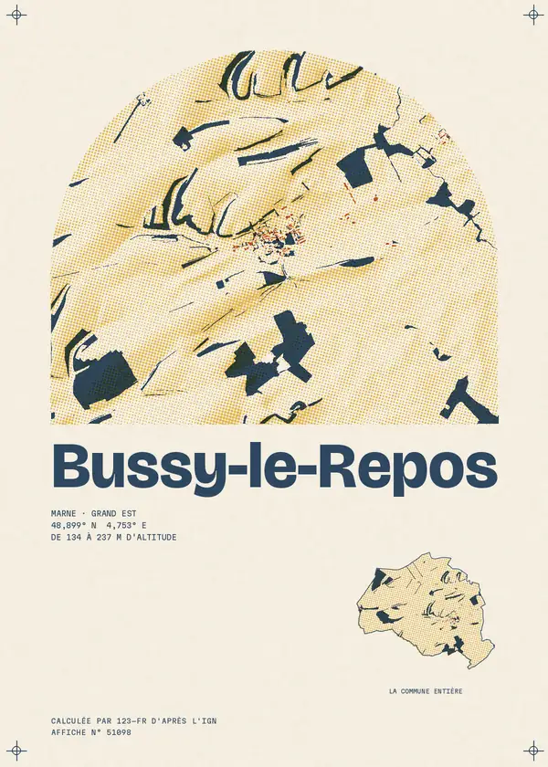 Affiche de Bussy-le-Repos, calculée par 123-fr d'après l'IGN