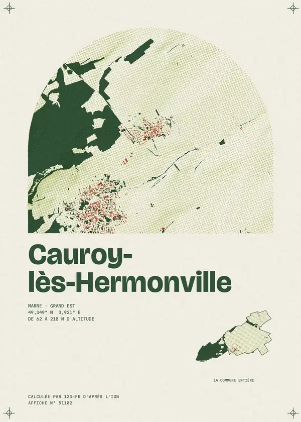 Affiche de Cauroy-lès-Hermonville, calculée par 123-fr d'après l'IGN