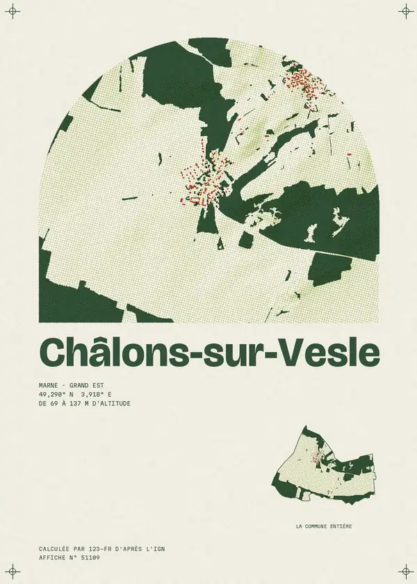 Affiche de Châlons-sur-Vesle, calculée par 123-fr d'après l'IGN