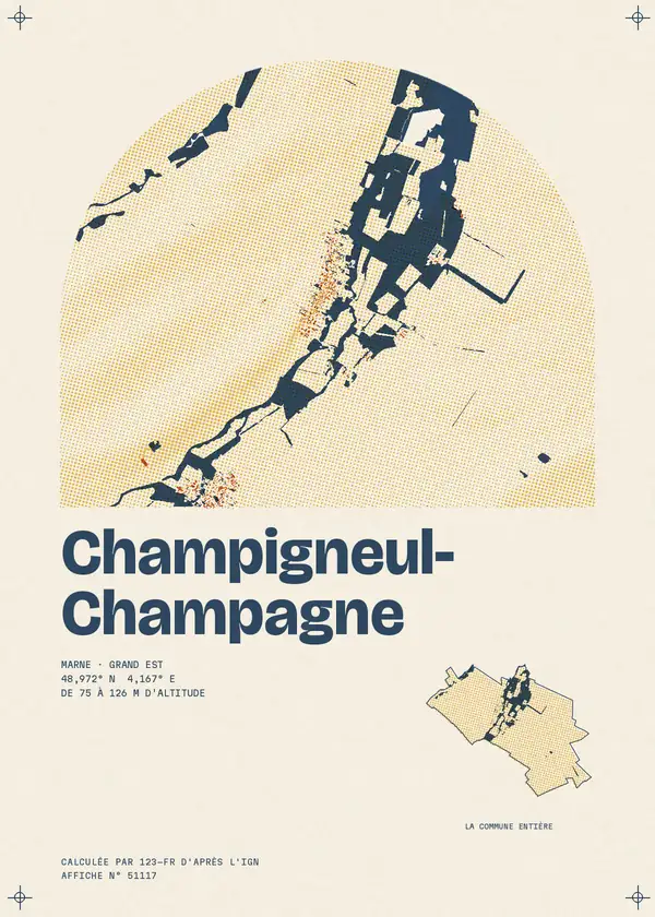 Affiche de Champigneul-Champagne, calculée par 123-fr d'après l'IGN