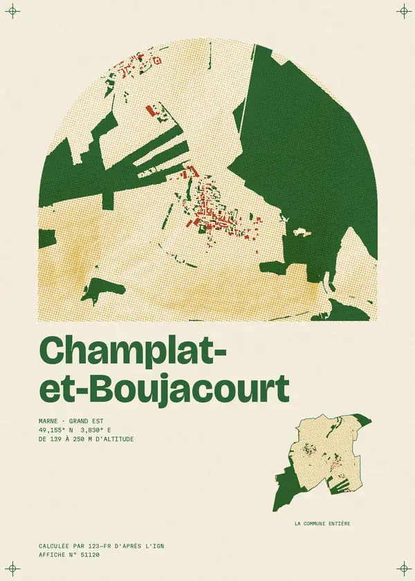 Affiche de Champlat-et-Boujacourt, calculée par 123-fr d'après l'IGN
