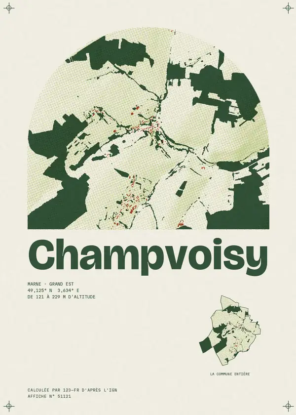 Affiche de Champvoisy, calculée par 123-fr d'après l'IGN