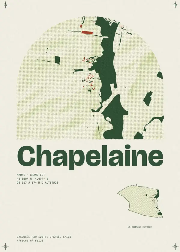 Affiche de Chapelaine, calculée par 123-fr d'après l'IGN