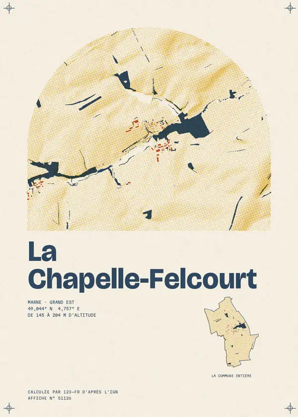 Affiche de La Chapelle-Felcourt, calculée par 123-fr d'après l'IGN