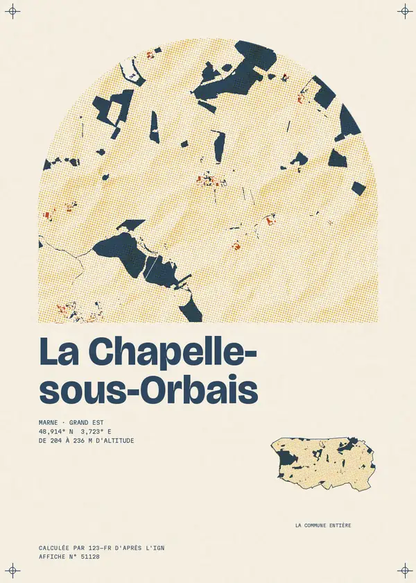 Affiche de La Chapelle-sous-Orbais, calculée par 123-fr d'après l'IGN