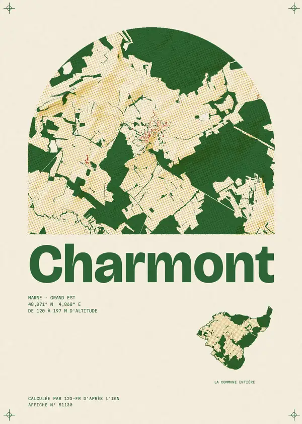 Affiche de Charmont, calculée par 123-fr d'après l'IGN