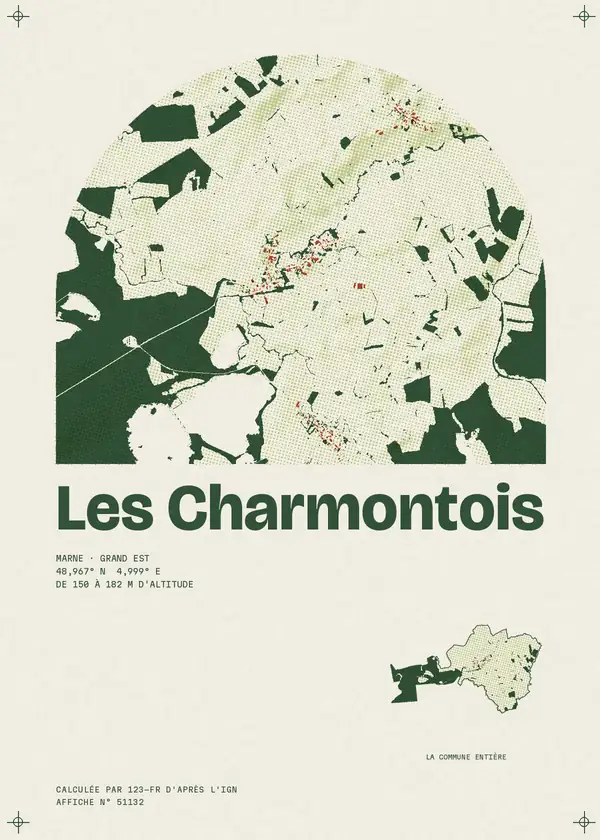 Affiche de Les Charmontois, calculée par 123-fr d'après l'IGN