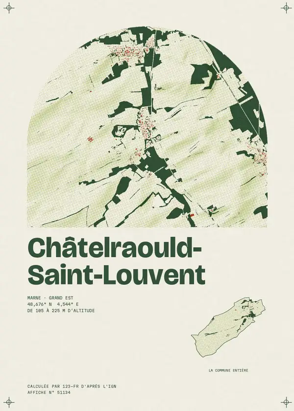 Affiche de Châtelraould-Saint-Louvent, calculée par 123-fr d'après l'IGN