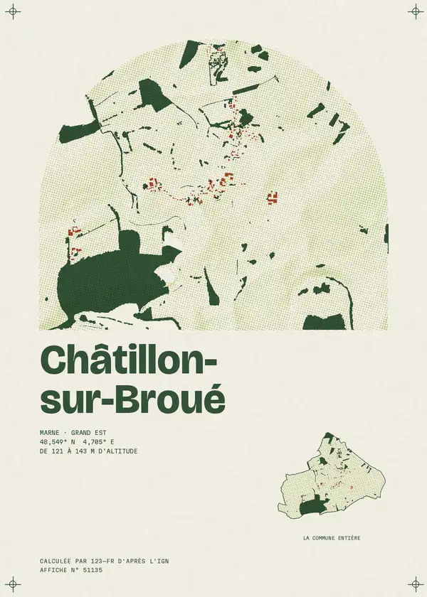 Affiche de Châtillon-sur-Broué, calculée par 123-fr d'après l'IGN