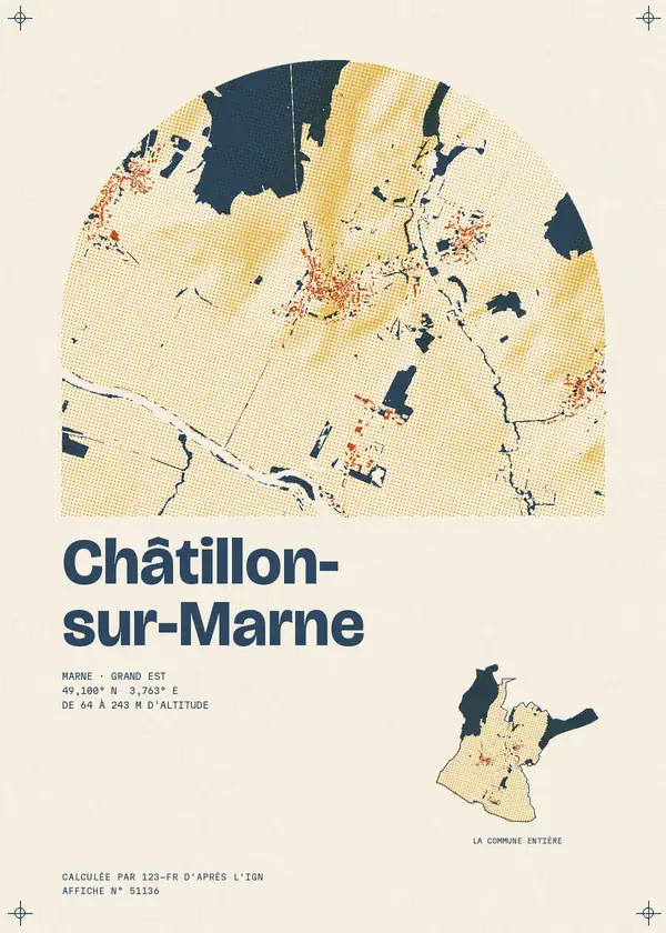 Affiche de Châtillon-sur-Marne, calculée par 123-fr d'après l'IGN