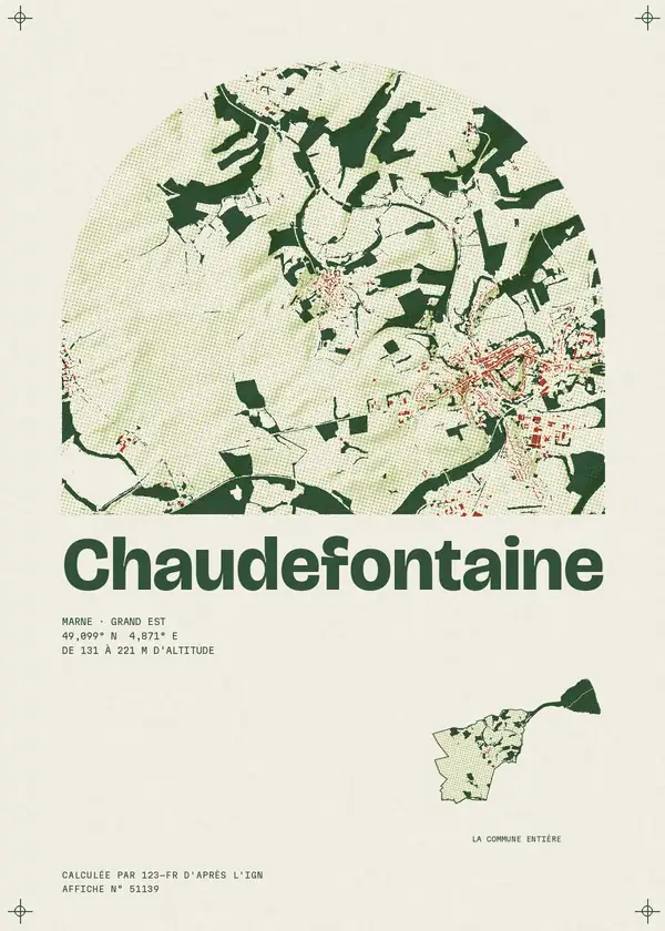 Affiche de Chaudefontaine, calculée par 123-fr d'après l'IGN