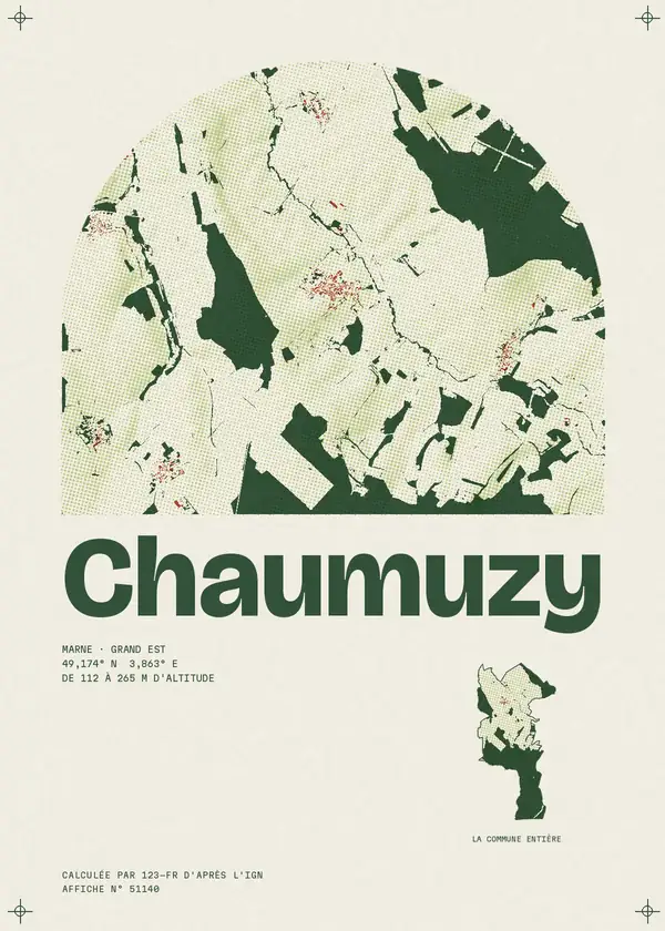Affiche de Chaumuzy, calculée par 123-fr d'après l'IGN