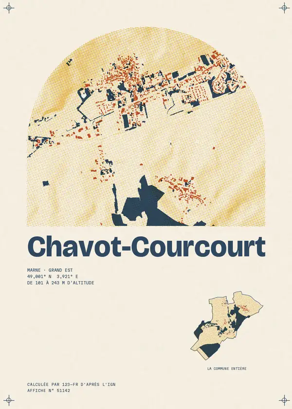 Affiche de Chavot-Courcourt, calculée par 123-fr d'après l'IGN