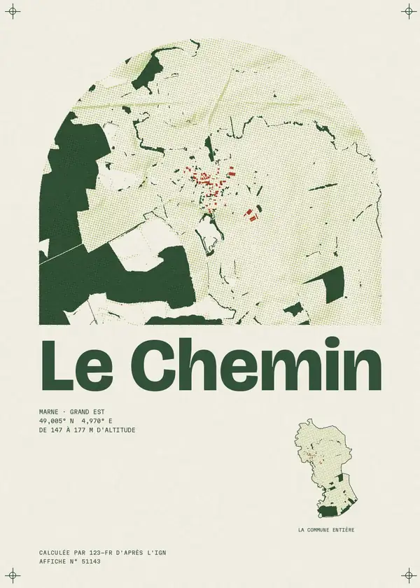 Affiche de Le Chemin, calculée par 123-fr d'après l'IGN