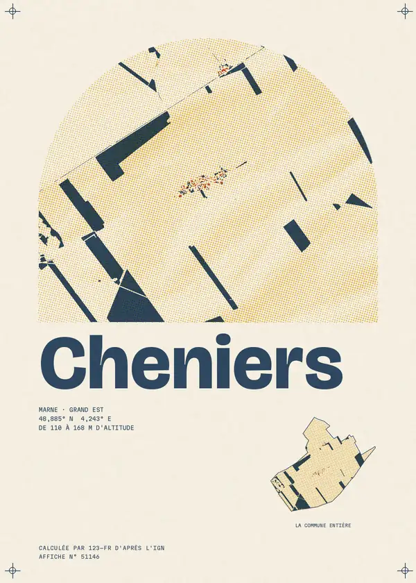 Affiche de Cheniers, calculée par 123-fr d'après l'IGN