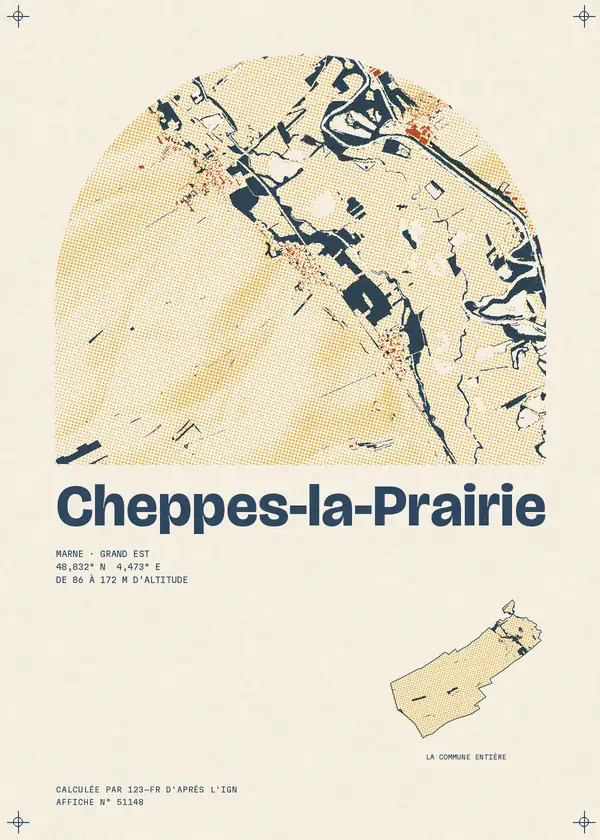 Affiche de Cheppes-la-Prairie, calculée par 123-fr d'après l'IGN