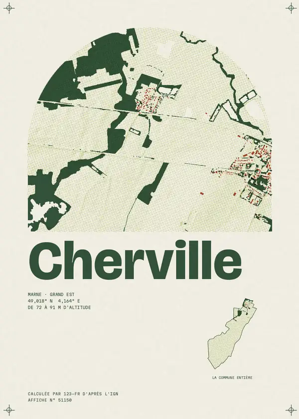 Affiche de Cherville, calculée par 123-fr d'après l'IGN