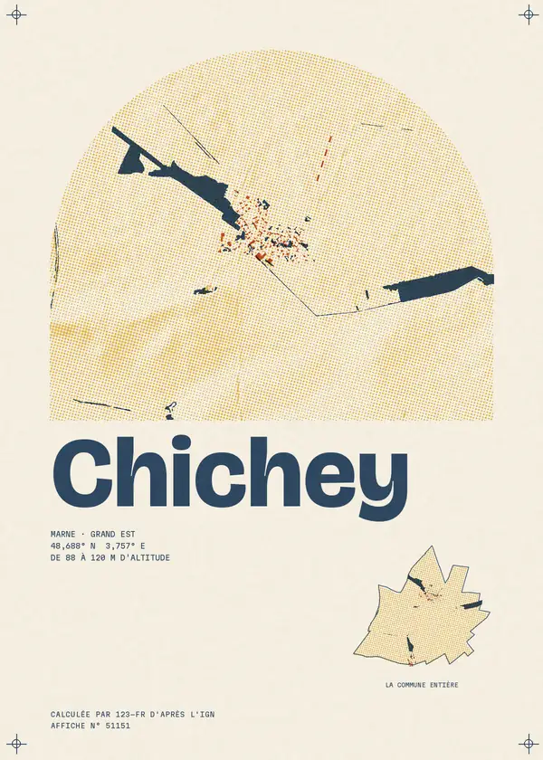 Affiche de Chichey, calculée par 123-fr d'après l'IGN