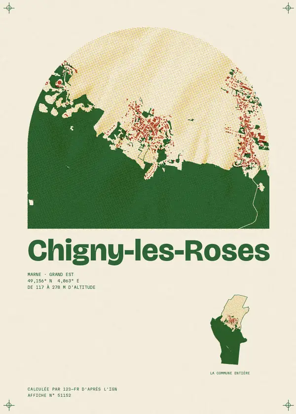 Affiche de Chigny-les-Roses, calculée par 123-fr d'après l'IGN