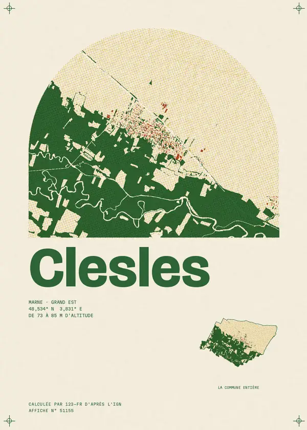 Affiche de Clesles, calculée par 123-fr d'après l'IGN