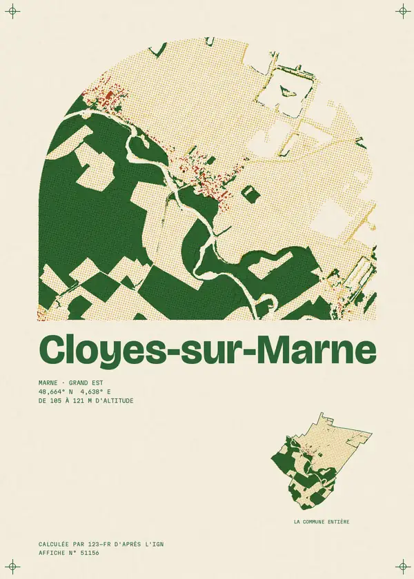 Affiche de Cloyes-sur-Marne, calculée par 123-fr d'après l'IGN