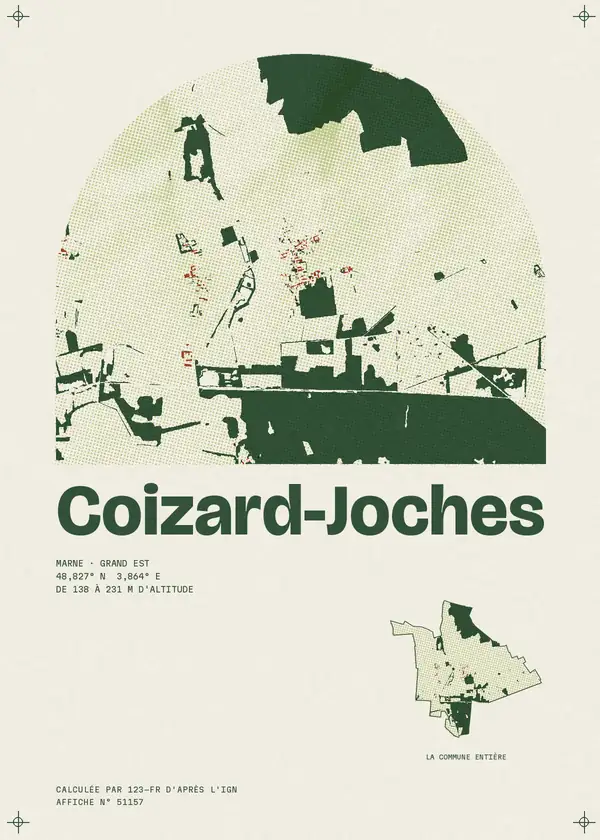 Affiche de Coizard-Joches, calculée par 123-fr d'après l'IGN