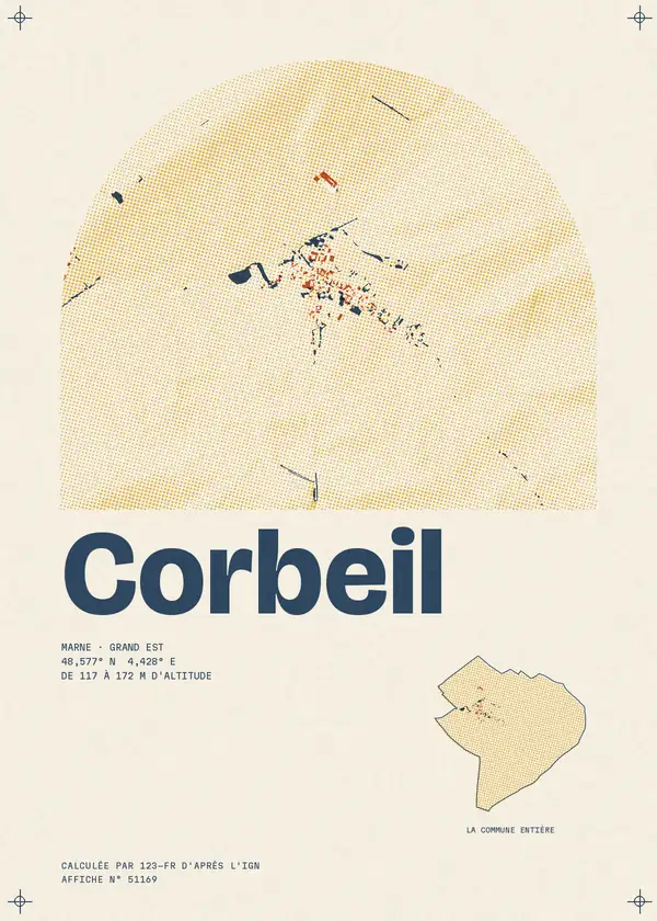 Affiche de Corbeil, calculée par 123-fr d'après l'IGN