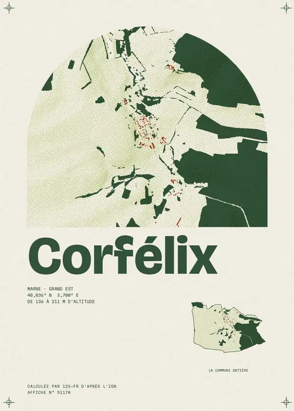 Affiche de Corfélix, calculée par 123-fr d'après l'IGN