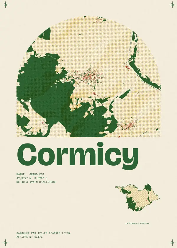 Affiche de Cormicy, calculée par 123-fr d'après l'IGN