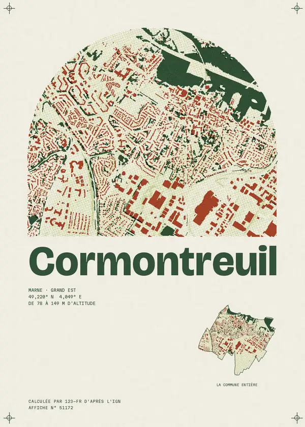 Affiche de Cormontreuil, calculée par 123-fr d'après l'IGN
