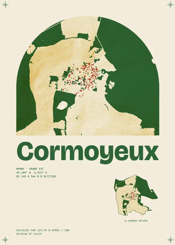 Affiche de Cormoyeux, calculée par 123-fr d'après l'IGN
