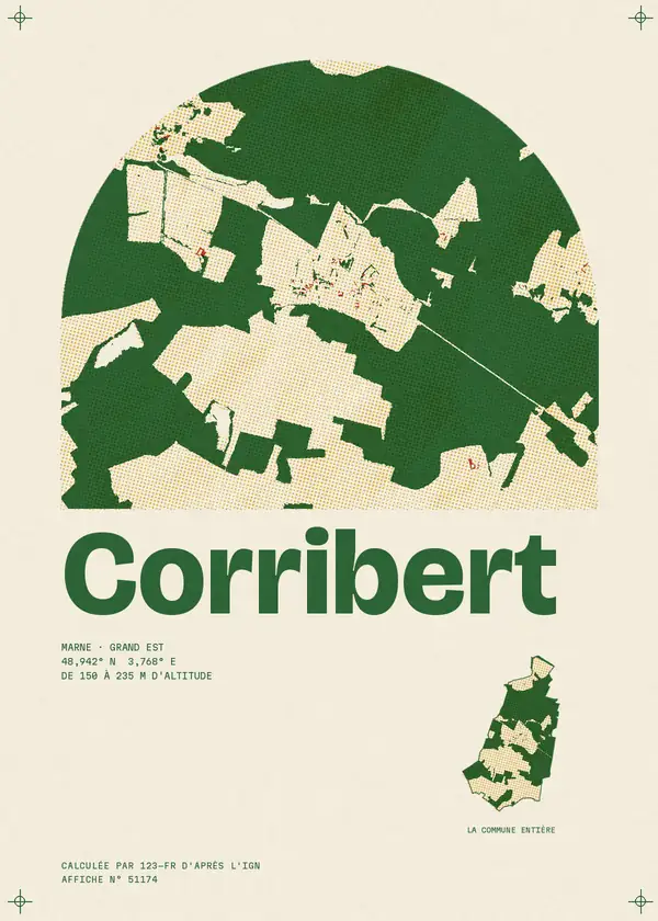 Affiche de Corribert, calculée par 123-fr d'après l'IGN
