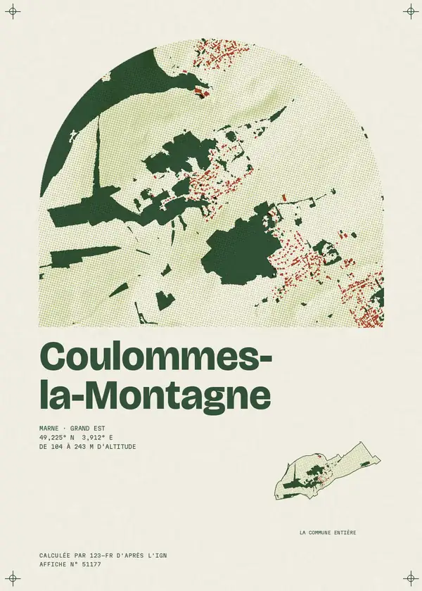 Affiche de Coulommes-la-Montagne, calculée par 123-fr d'après l'IGN