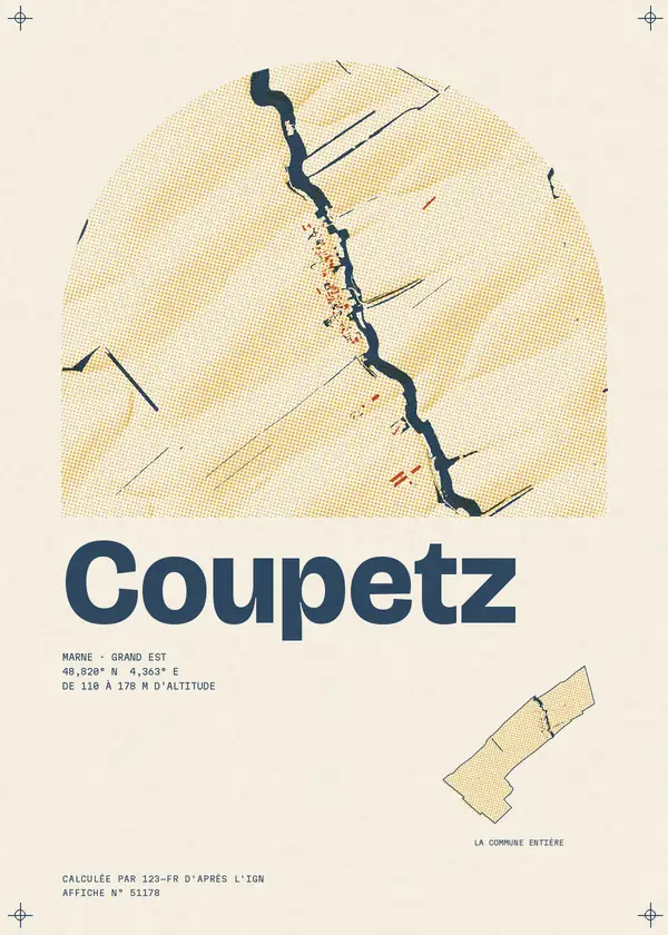 Affiche de Coupetz, calculée par 123-fr d'après l'IGN