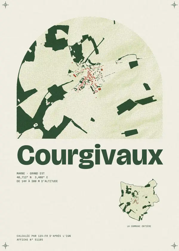 Affiche de Courgivaux, calculée par 123-fr d'après l'IGN