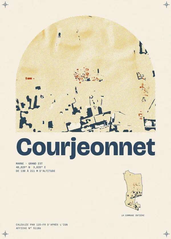 Affiche de Courjeonnet, calculée par 123-fr d'après l'IGN