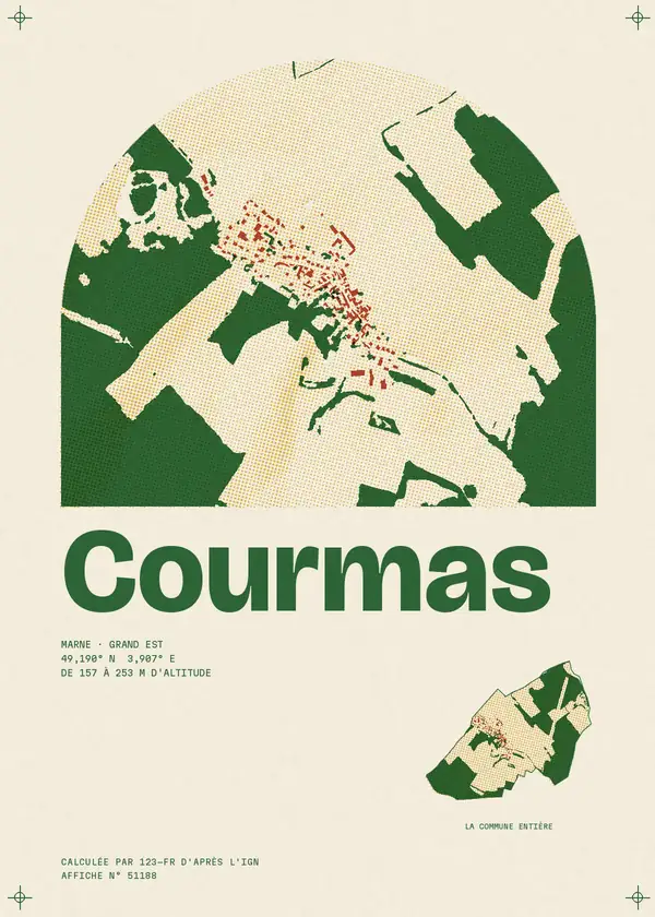 Affiche de Courmas, calculée par 123-fr d'après l'IGN