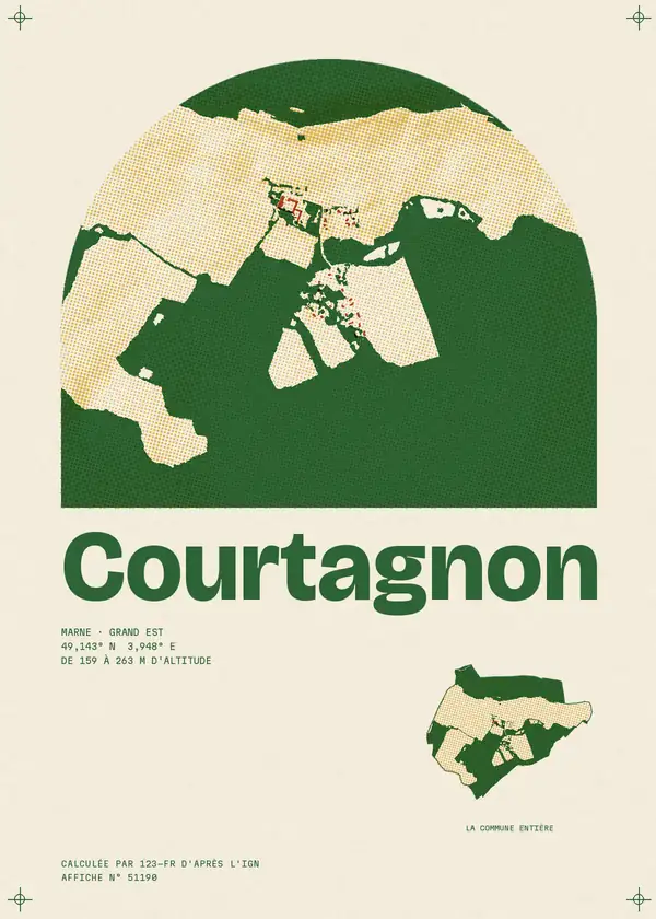 Affiche de Courtagnon, calculée par 123-fr d'après l'IGN