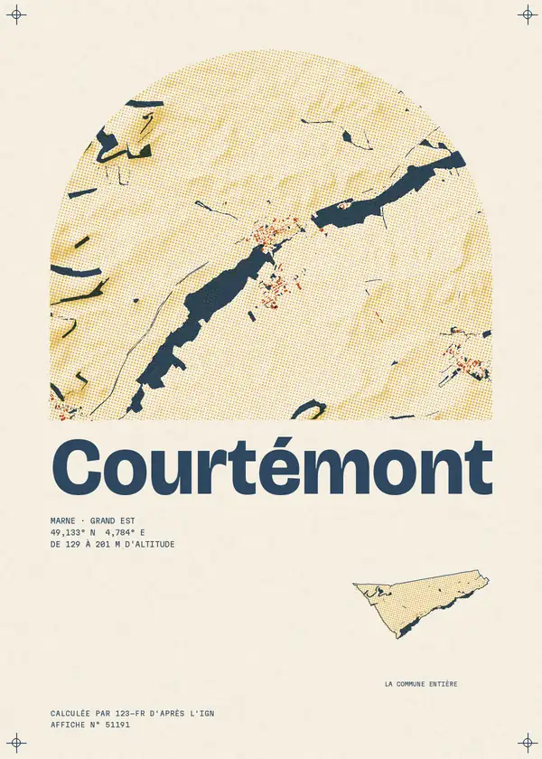 Affiche de Courtémont, calculée par 123-fr d'après l'IGN