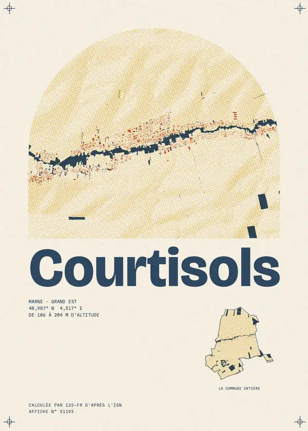 Affiche de Courtisols, calculée par 123-fr d'après l'IGN