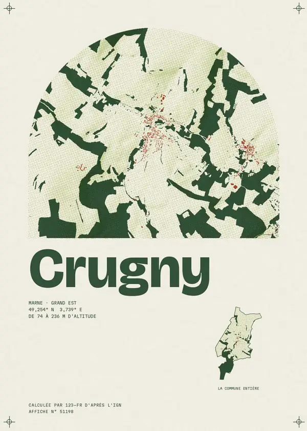 Affiche de Crugny, calculée par 123-fr d'après l'IGN