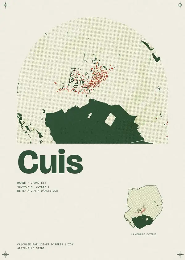 Affiche de Cuis, calculée par 123-fr d'après l'IGN