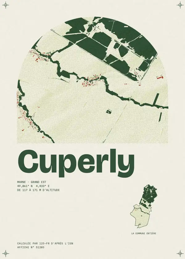 Affiche de Cuperly, calculée par 123-fr d'après l'IGN