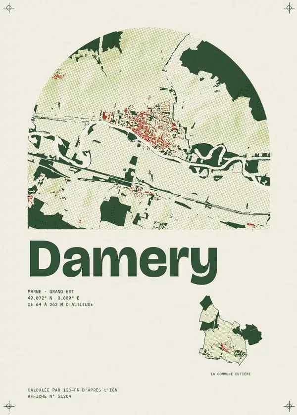 Affiche de Damery, calculée par 123-fr d'après l'IGN