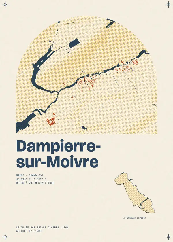 Affiche de Dampierre-sur-Moivre, calculée par 123-fr d'après l'IGN