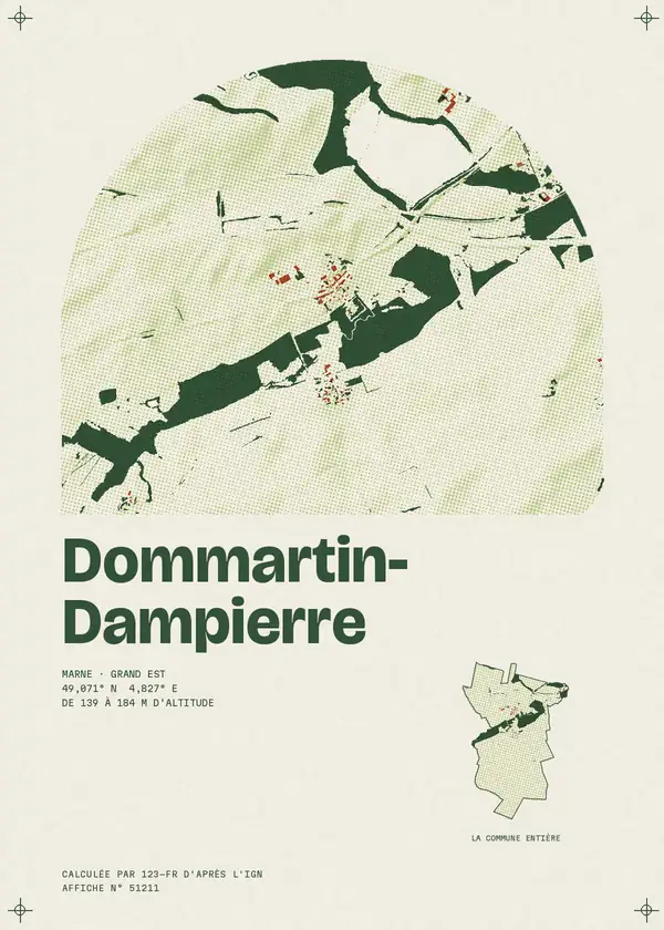 Affiche de Dommartin-Dampierre, calculée par 123-fr d'après l'IGN